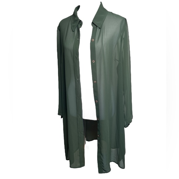 Pursuits Blouse Long Tunic Button Front Sheer Layer PLUS 1x Romantic Grannycore - Picture 1 of 8